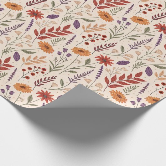 Apothecary Herbal Bloom Cream Pattern ラッピングペーパー (角)