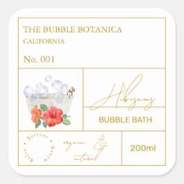 Apothecary Hibiscus Bubble Bath Label スクエアシール