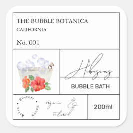 Apothecary Hibiscus Bubble Bath Label スクエアシール