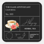 Apothecary Hibiscus Herbal Tea  Label スクエアシール (正面)