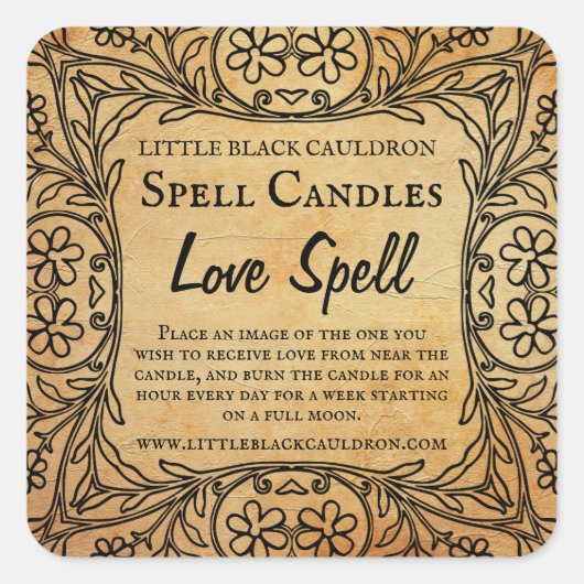 Apothecary Intention Meditation Spell Candleラベル スクエアシール (正面)