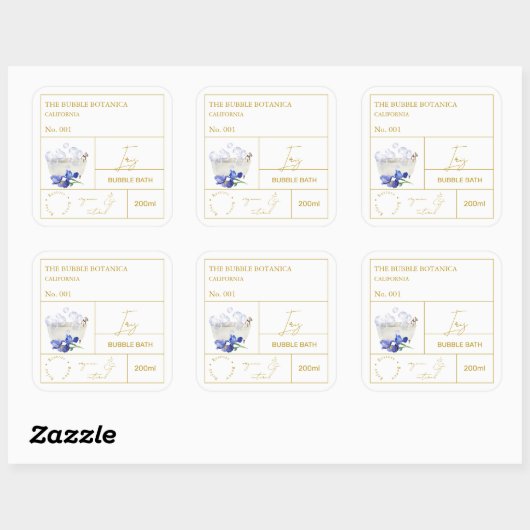 Apothecary Iris Bubble Bath Label スクエアシール (シート)