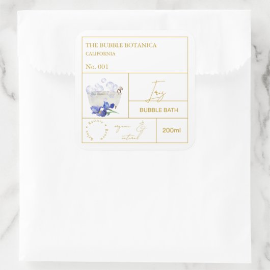 Apothecary Iris Bubble Bath Label スクエアシール (バッグ)
