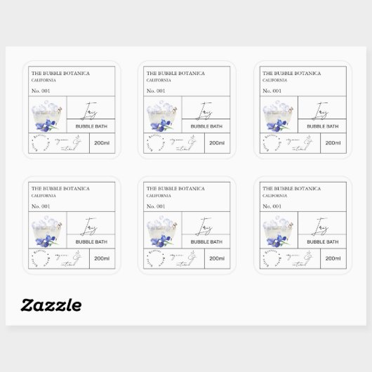 Apothecary Iris Bubble Bath Label スクエアシール (シート)