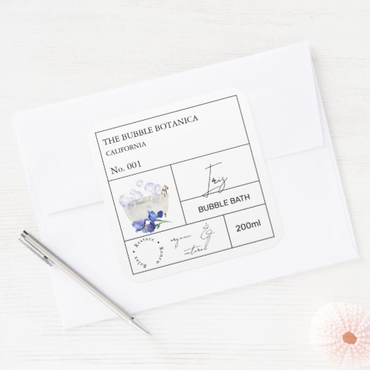 Apothecary Iris Bubble Bath Label スクエアシール (封筒)
