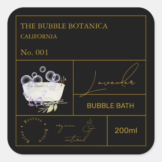 Apothecary Lavender Bubble Bath Label スクエアシール (正面)
