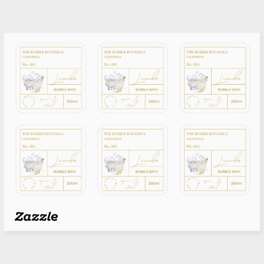 Apothecary Lavender Bubble Bath Label スクエアシール (シート)