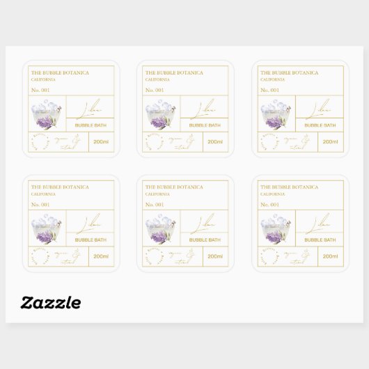 Apothecary Lilac Bubble Bath Label スクエアシール (シート)