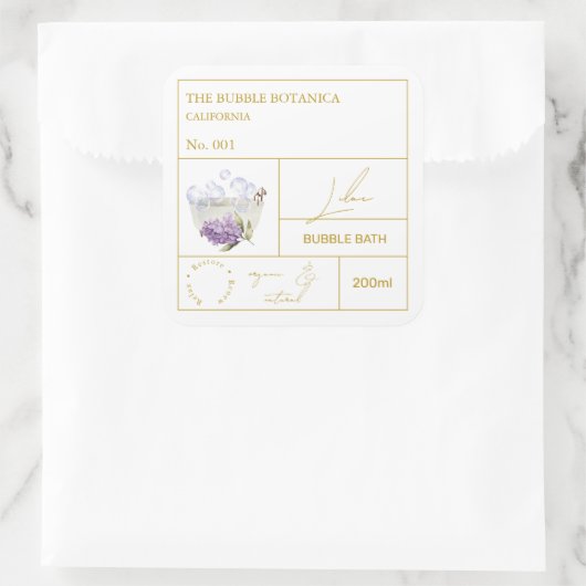 Apothecary Lilac Bubble Bath Label スクエアシール (バッグ)
