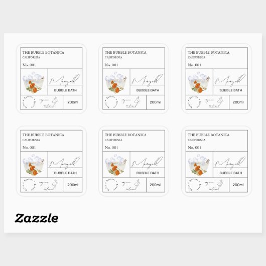 Apothecary Marigold Bubble Bath Label スクエアシール (シート)
