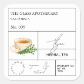 Apothecary Thyme Herbal Tea  Label スクエアシール (正面)