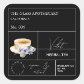 Apothecary Violet Herbal Tea  Label スクエアシール (正面)