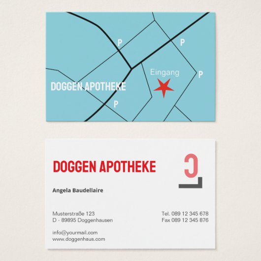 Apotheke Visitenkarten mit Ortungshilfe (正面&裏面)