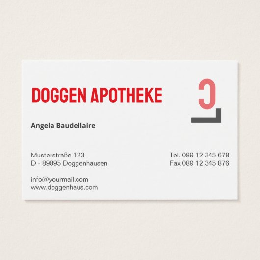 Apotheke Visitenkarten mit Ortungshilfe  (裏面)