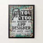 App Designer - Funny Vintage Retro ジグソーパズル<br><div class="desc">App Designer vintage advertisement in turquoise,  aqua,  red and black. Arty,  funny,  colorful and fun,  it makes a great gift and will surely bring smiles and laughter to the recipient.</div>