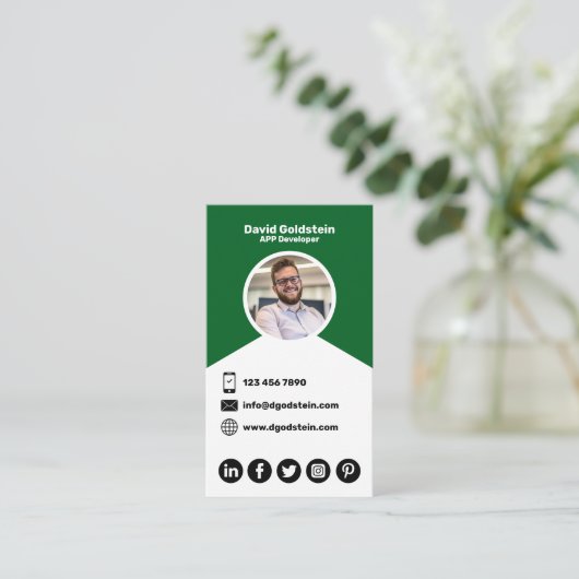 App Developer - Green 名刺 (スタンド正面)