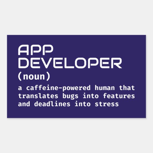 App Developer Humor Definition 長方形シール (正面)