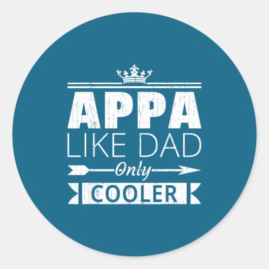 Appa Cooler Funny Korean Dad Father's Day Quote  ラウンドシール (正面)