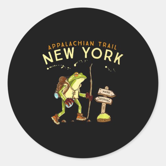 Appalachian Trail New York Hiking Frog _1 ラウンドシール (正面)