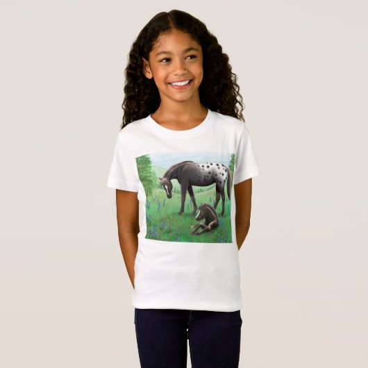 Appaloosaの馬及び子馬の女の子のベビードールのワイシャツ Tシャツ (正面フル)
