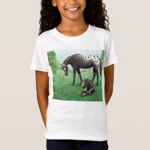 Appaloosaの馬及び子馬の女の子のベビードールのワイシャツ Tシャツ