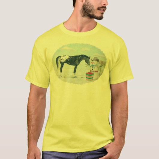 Appaloosaの馬及び雪だるま Tシャツ (正面)