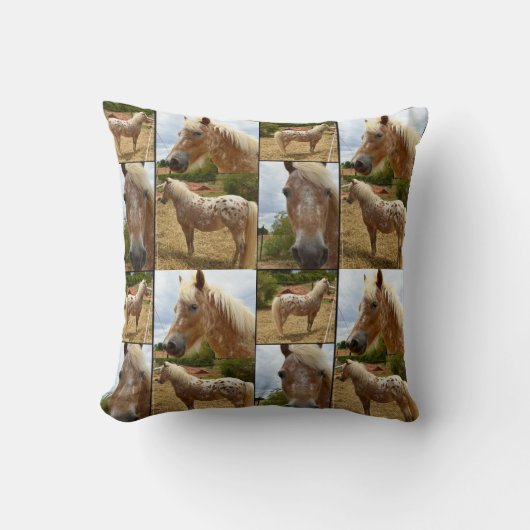 Appaloosa馬、写真コラージュ投げクッション。 クッション (正面)