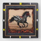 Appaloosa Blaze：アート、時間、自由、スタイル スクエア壁時計 (正面)
