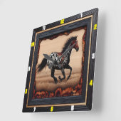 Appaloosa Blaze：アート、時間、自由、スタイル スクエア壁時計 (傾斜)
