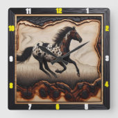 Appaloosa Gallop：アート、時間、スタイル、自由 スクエア壁時計 (正面)