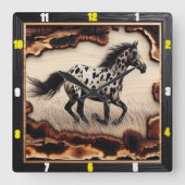 Appaloosa Prarie：アート、時間、スタイル、スピリット スクエア壁時計 (正面)