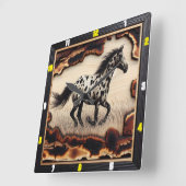 Appaloosa Prarie：アート、時間、スタイル、スピリット スクエア壁時計 (傾斜)