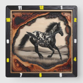 Appaloosa Prarie：アート、時間、スタイル、スピリット スクエア壁時計 (正面)