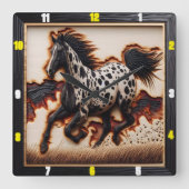 Appaloosa Prarie：アート、時間、スタイル、自由 スクエア壁時計 (正面)
