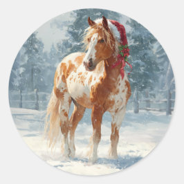 Appalossa Horse Christmas Sticker ラウンドシール