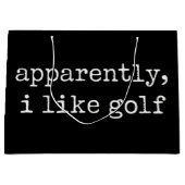 Apparently, I Like Golf Lover Golfing Golfer ラージペーパーバッグ (正面)