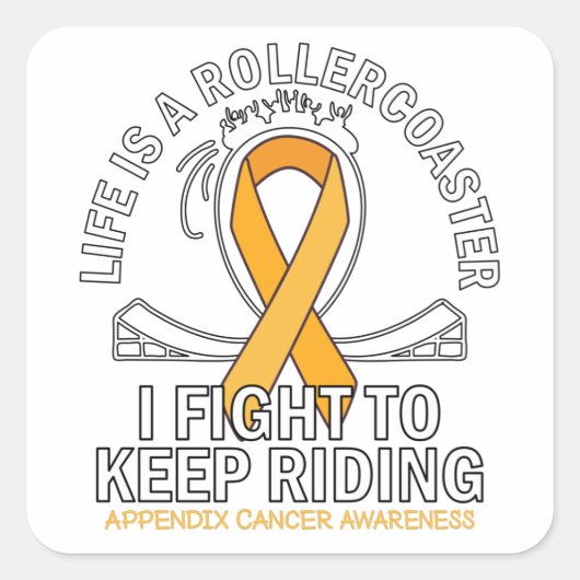 Appendix cancer awareness amber ribbon スクエアシール (正面)