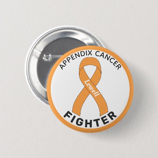 Appendix Cancer Fighter Ribbon White Button 缶バッジ (正面&裏面)