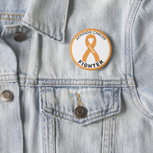 Appendix Cancer Fighter Ribbon White Button 缶バッジ (インサイチュ)