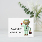 Appleおよび医療バッグ付き医師 ポストカード (スタンド正面)