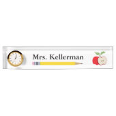 Appleおよび鉛筆の先生の名前 デスクネームプレート (正面)