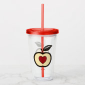 Appleとハートの赤と黒の食品のロゴを成長させる アクリルタンブラー (正面)