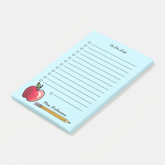 AppleとPencil先生To Do List Aqua 4 x 6 ポストイット (アングル)
