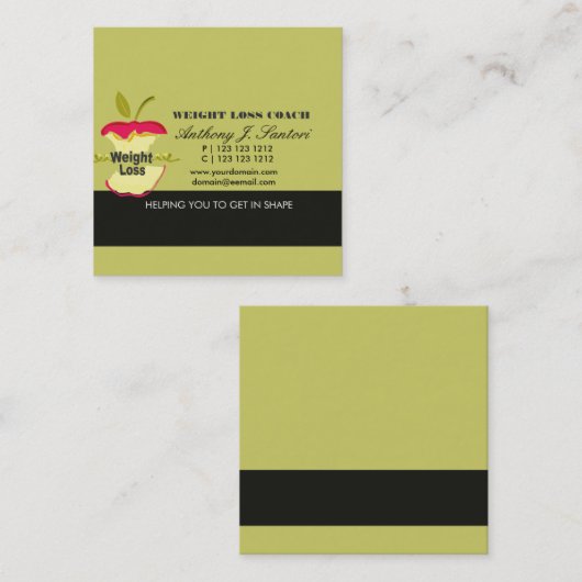 Appleのフィットネスのダイエットなコーチの栄養士 スクエア名刺 (正面/裏面)