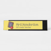 Appleの先生を含む黒板の数学 デスクネームプレート (正面)