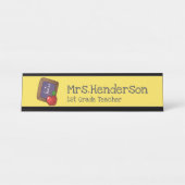 Appleの先生を含む黒板の数学 デスクネームプレート (正面)