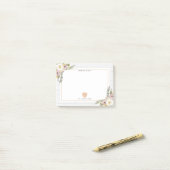 Appleの挨りだらけの花の灰色の木製のピンクの先生 ポストイット (デスク上)