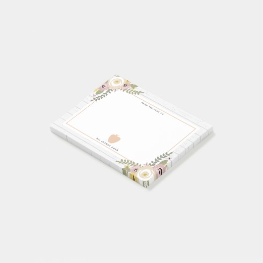 Appleの挨りだらけの花の灰色の木製のピンクの先生 ポストイット (アングル)