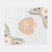 Appleの灰色の木製の挨りだらけの花のピンクの先生 フリースブランケット (正面(横))