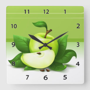 Appleの緑の時計 スクエア壁時計